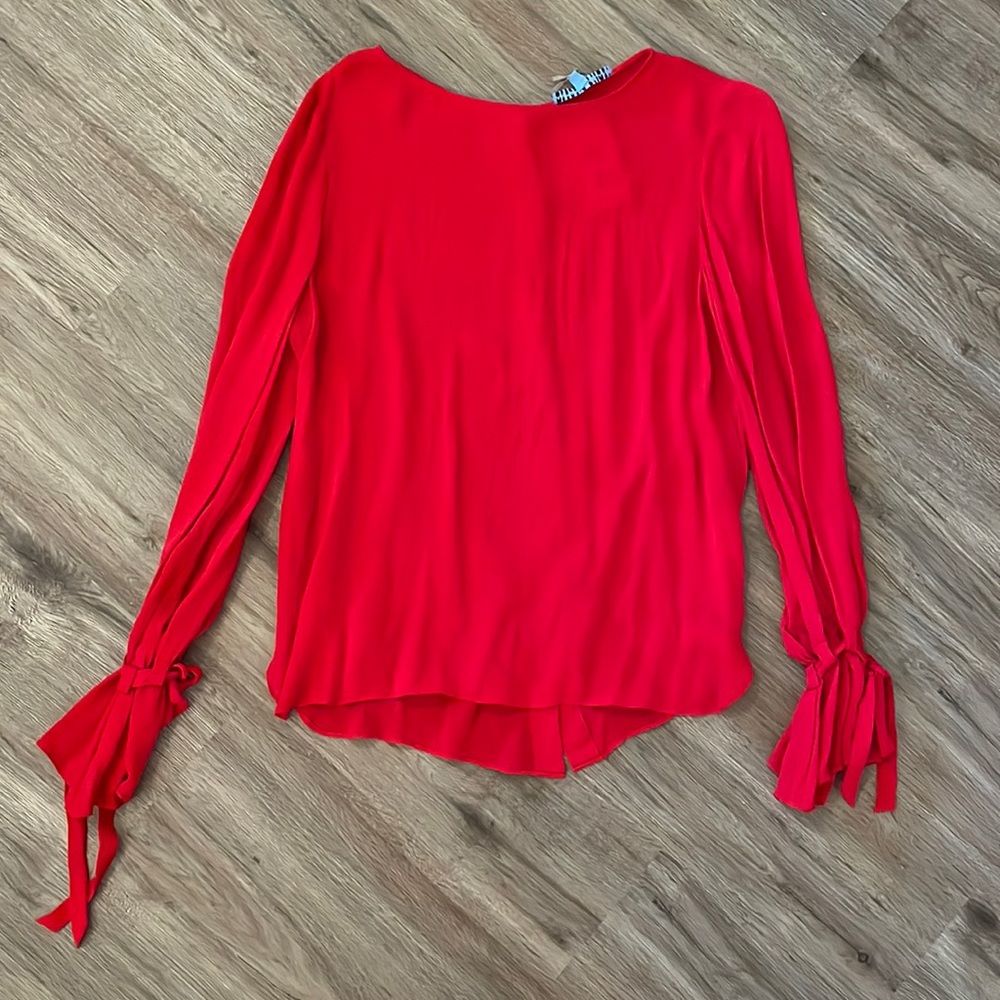 NWT Antonio Melani Avi Silk Tie Sleeve Blouse